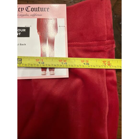 NWT Juicy Couture Red Velour Track Pants Medium Rhinestone Juicy Logo - Picture 8 of 10